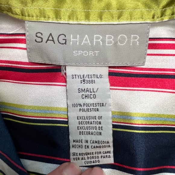 Sag Harbor Striped Button-Down Shirt-Small - Picture 5 of 6